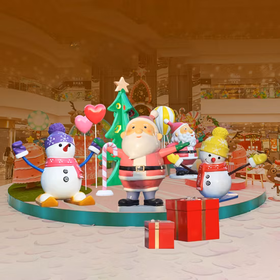 Wholesale Outdoor Christmas Decoration Fiberglass Santa Claus Snowman Figures with Cheap Price