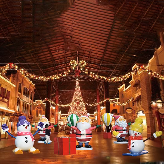 Wholesale Outdoor Christmas Decoration Fiberglass Santa Claus Snowman Figures with Cheap Price