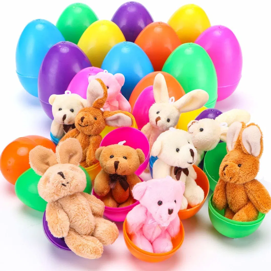 Prefilled Easter Eggs with Stuffed Animals, 3.15" Plastic Easter Eggs Filled with Toys, Perfect for Easter Eggs Hunt