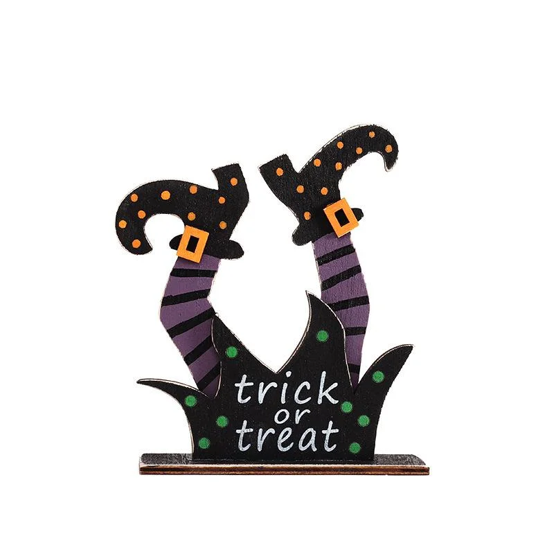 Trick or Treat Halloween Wooden Crafts Party Home Decoration Ghost Witch Leg