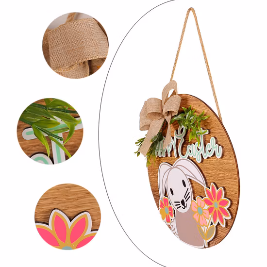 Novo feliz páscoa sinais de madeira artesanato decorações de páscoa para casa